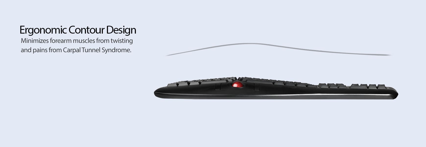 Adesso Tru-Form 3500 - 2.4GHz Wireless Ergonomic Trackball Keyboard