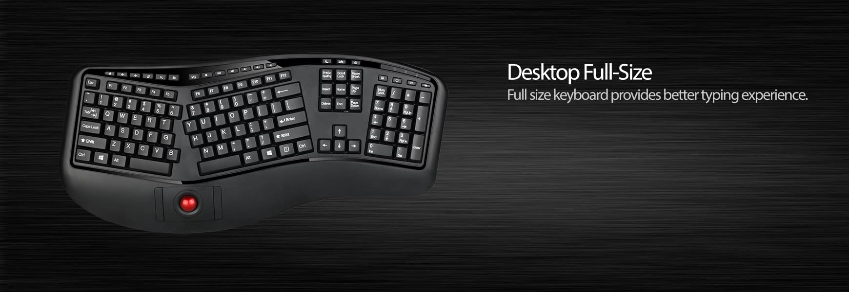 Adesso Tru-Form 3500 - 2.4GHz Wireless Ergonomic Trackball Keyboard