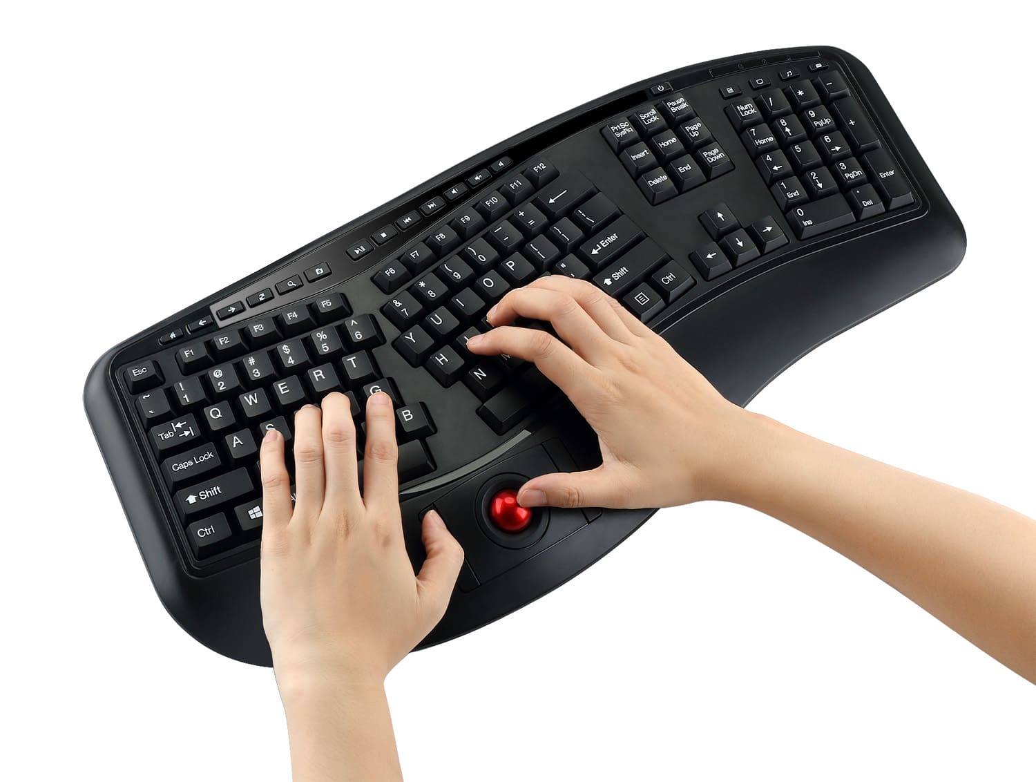 Adesso Tru-Form 3500 - 2.4GHz Wireless Ergonomic Trackball Keyboard