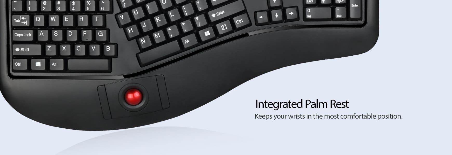 Adesso Tru-Form 3500 - 2.4GHz Wireless Ergonomic Trackball Keyboard