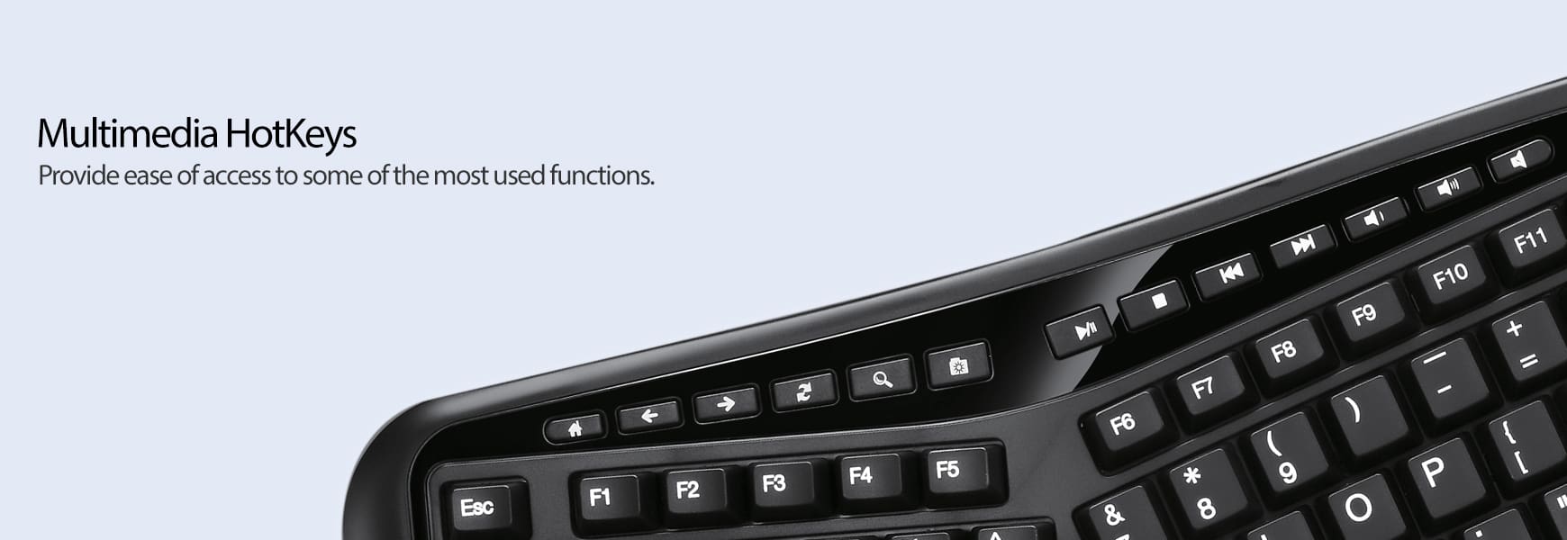 Adesso Tru-Form 3500 - 2.4GHz Wireless Ergonomic Trackball Keyboard