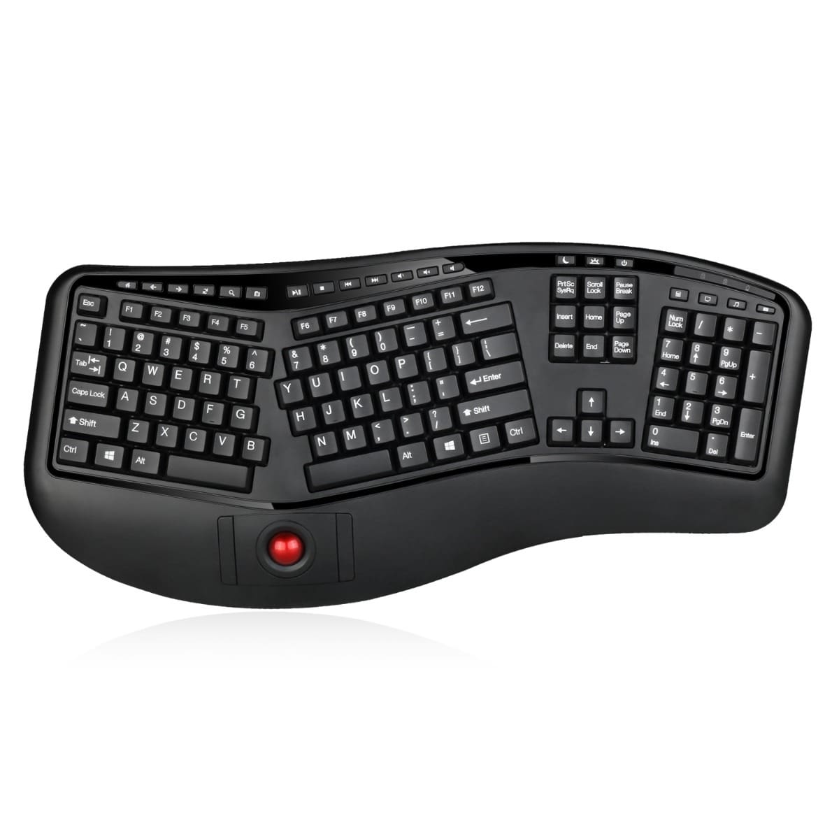 Adesso Tru-Form 3500 - 2.4GHz Wireless Ergonomic Trackball Keyboard