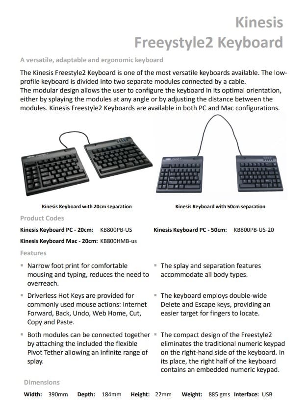 Kinesis Freestyle2 Keyboard for PC-20cm Separation - Image 12